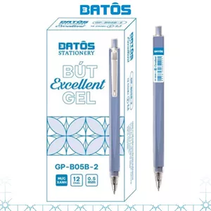 Hộp 12 cây bút gel bấm 0.5mm Batôs 3 Excellent GP-B05K-2 viết êm trơn , nét nhỏ chữ đẹp.