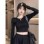 Áo Thun Nữ Tay Dài Cổ Tròn Croptop Thun Gân Ôm Body Co Giãn Thoải Mái Mặc Đi Làm Đi Cafe TD02 RUSY