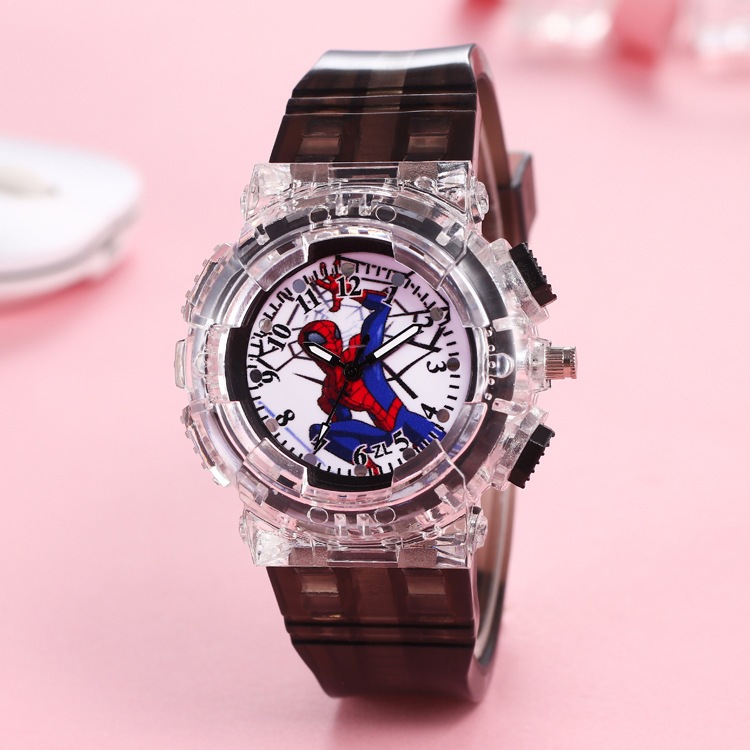 Hoạt Hình Đồng Hồ Đeo Tay Có Đèn led Hình Spiderman / Kurome  Nhiều Màu Sắc Cho Bé