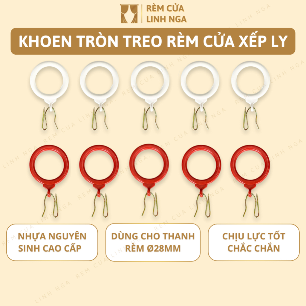 [ COMBO 100 CÁI ] Khoen Tròn Treo Rèm Cửa Xếp Ly - Kèm Móc Chữ S - Móc ...