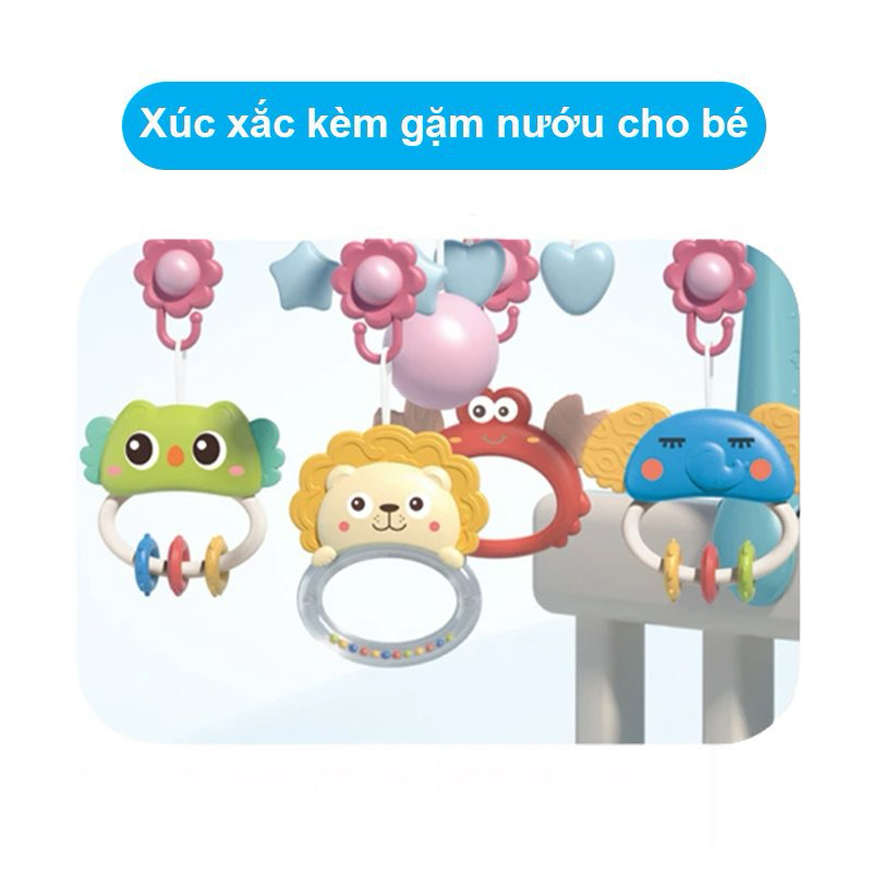Đồ chơi treo nôi cũi xoay 360 có nhạc, có lục lạc, xúc xắc cho bé, kích thích thị giác cho trẻ sơ sinh