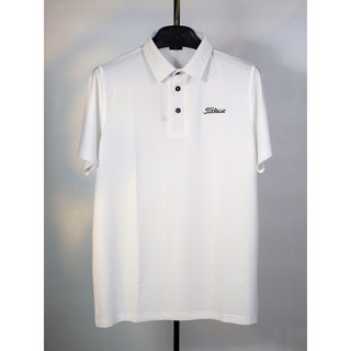 Áo Golf polo Titleist màu trắng trơn, vải polyester , spandex thiết kế lỗ thoáng khí làm mát nhanh