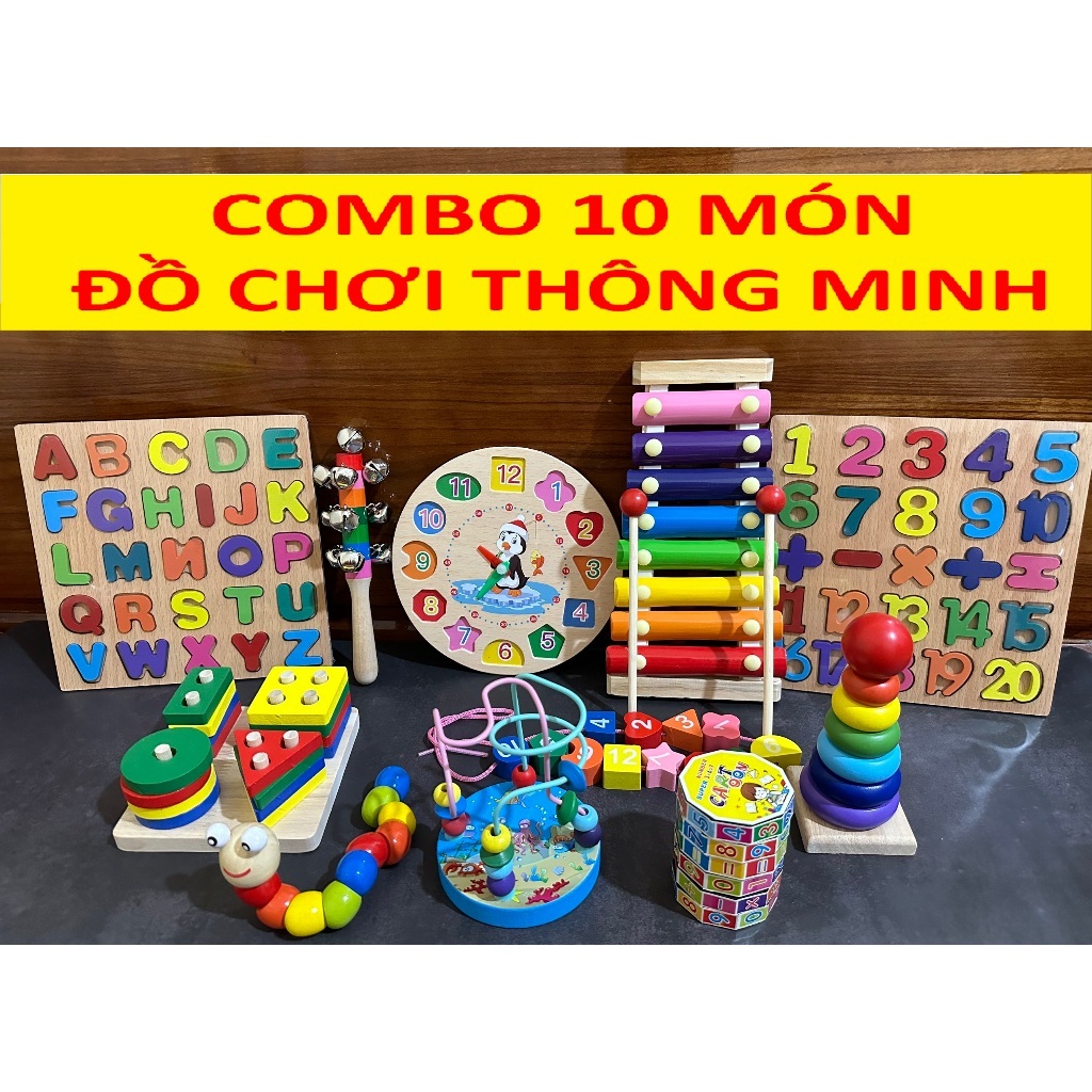 Combo 6-10 món đồ chơi xếp hình gỗ thông minh cho bé