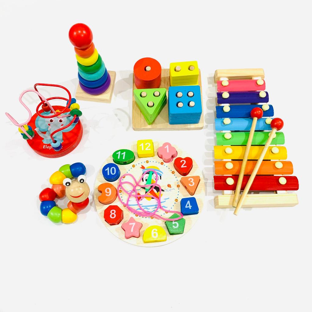 Combo 6-10 món đồ chơi xếp hình gỗ thông minh cho bé