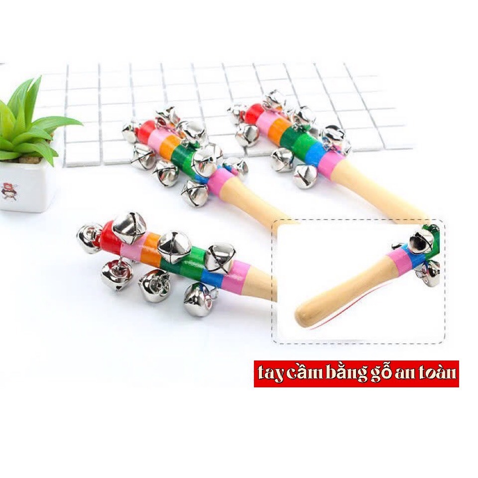 Lục Lạc Gỗ cầu vồng có chuông kêu đồ chơi có âm thanh cho bé