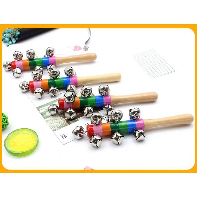Lục Lạc Gỗ cầu vồng có chuông kêu đồ chơi có âm thanh cho bé
