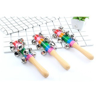 Lục Lạc Gỗ cầu vồng có chuông kêu đồ chơi có âm thanh cho bé