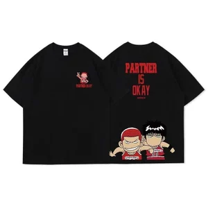 Áo Thun Nam Form Rộng Bóng Rổ Partner Is OK Chất vải cotton 100 cao cấp - 4 màu Ghi, Đen, Trắng, Vàng - HappyTee