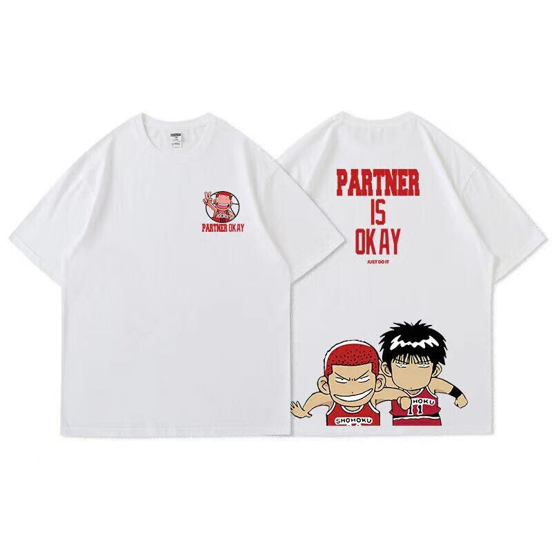 Áo Thun Nam Form Rộng Bóng Rổ Partner Is OK  Chất vải cotton 100 cao cấp - 4 màu Ghi, Đen, Trắng, Vàng - HappyTee