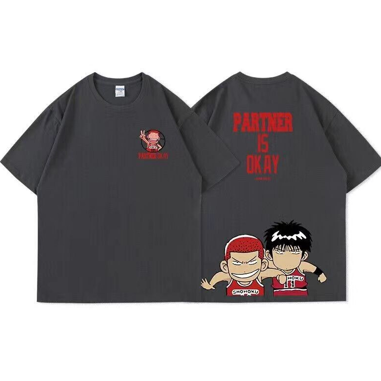 Áo Thun Nam Form Rộng Bóng Rổ Partner Is OK  Chất vải cotton 100 cao cấp - 4 màu Ghi, Đen, Trắng, Vàng - HappyTee