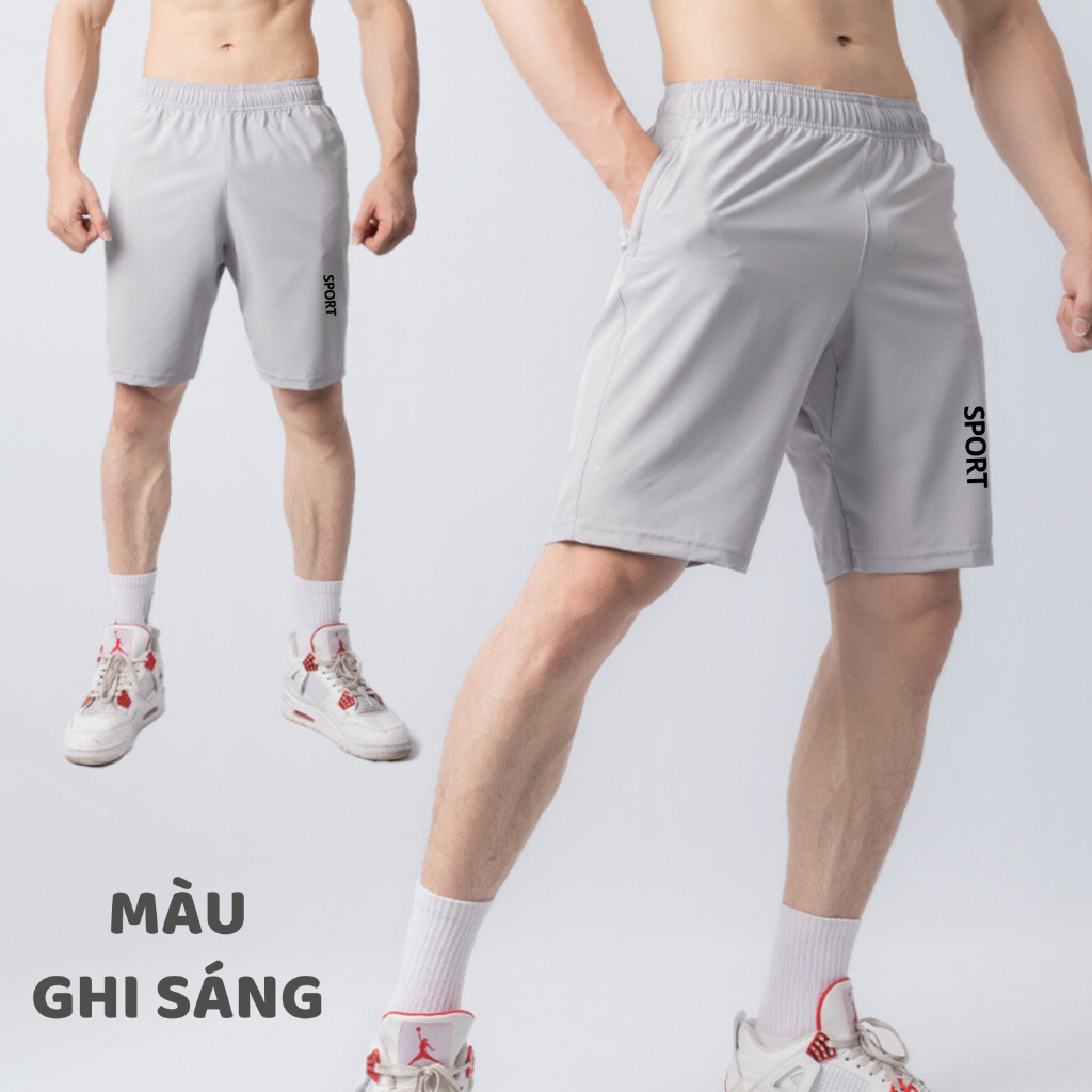 Quần đùi nam thể thao quần short chạy bộ vải gió mềm mại dáng sport co dãn tốt quần mặc nhà nhiều màu đẹp XUZI