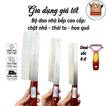 Bộ dao nhà bếp: Dao chặt nhỏ, Dao thái, Dao gọt hoa quả (Dao đa năng loại cao cấp)
