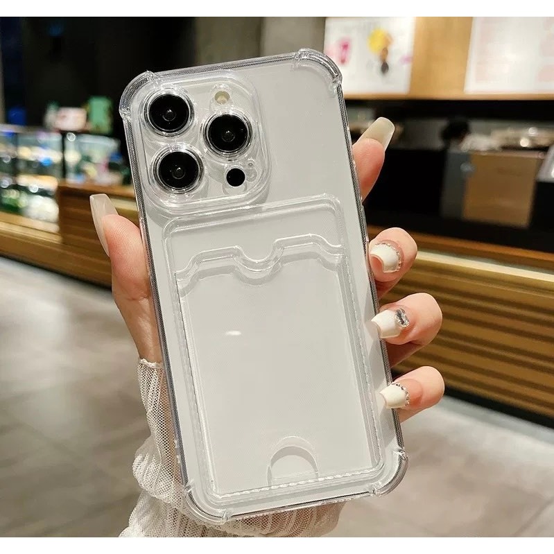 Ốp silicon iphone trong suốt có ngăn đựng thẻ