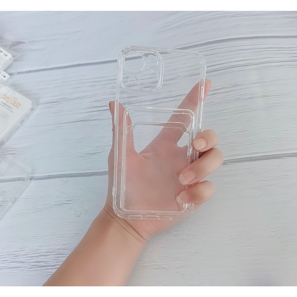 Ốp silicon iphone trong suốt có ngăn đựng thẻ