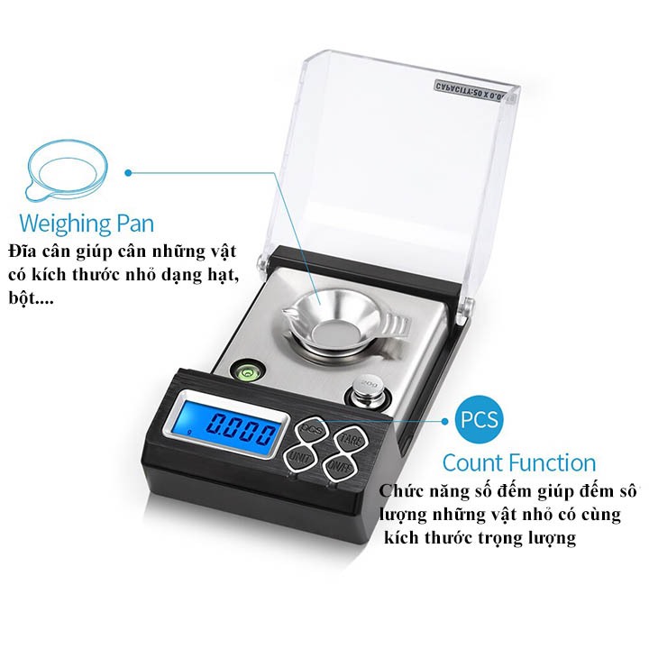 Cân Tiểu Ly Điện Tử CT-33 50g x 0,001g, tặng kèm quả cân chuẩn
