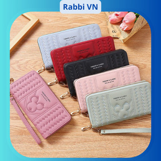 Ví cầm tay dáng dài hoạ tiết Mickey nhiều ngăn đa năng thời trang cho nữ RABBI