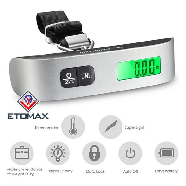 Cân móc điện tử 50kg, Cân hành lý ký gửi, Kiểu dáng nhỏ gọn bỏ túi siêu tiện lợi