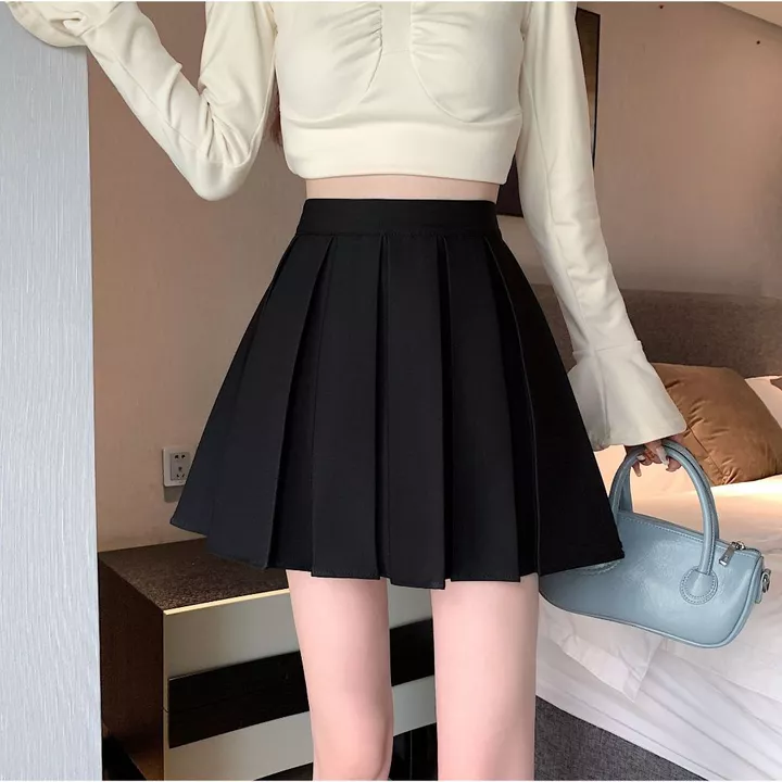 Chân Váy Xếp Ly Xoè Chữ A Váy Ngắn Midi Cao Cấp,Chân Váy Công Sở,Tennis Đẹp Hàn Quốc Ly Úp Đen,Trắng-822HQ