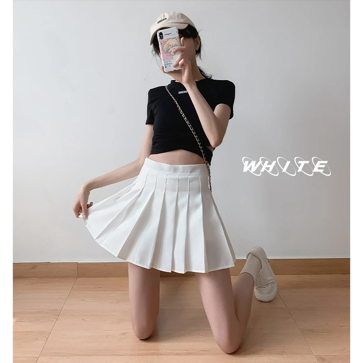 Chân Váy Xếp Ly Xoè Chữ A Váy Ngắn Midi 2 Lớp Dày Dặn Cao Cấp,Chân Váy Công Sở,Tennis Đẹp Hàn Quốc Đen, Nâu Trắng-885