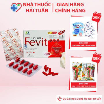 [CHÍNH HÃNG] SẮT HỮU CƠ FEVIT LOUIS – Bổ sung sắt, hỗ trợ giảm thiếu máu do sắt, không nóng, không táo – Hộp 30 viên