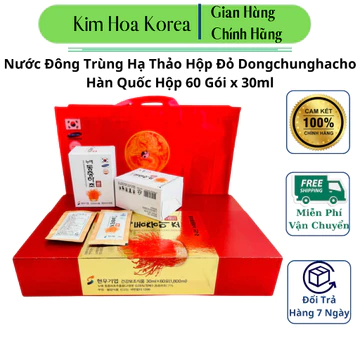 Nước Đông Trùng Hạ Thảo Hộp Đỏ Dongchunghacho Hàn Quốc Hộp 60 Gói x 30ml, Tăng Cường Đề Kháng Và Ổn Định Huyết Áp