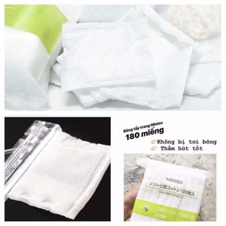 Bông Tẩy Trang Miniso 180 Miếng, Bông Tẩy Trang Japan Technology Miniso, Bông Tẩy Trang 3 Lớp Siêu Mềm
