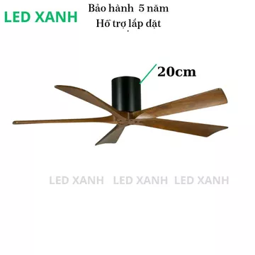 (Động Cơ Inverter Lõi Đồng) Quạt trần 5 cánh gỗ tự nhiên nguyên khối,quạt cho phòng khách trần thấp có điều khiển từ xa