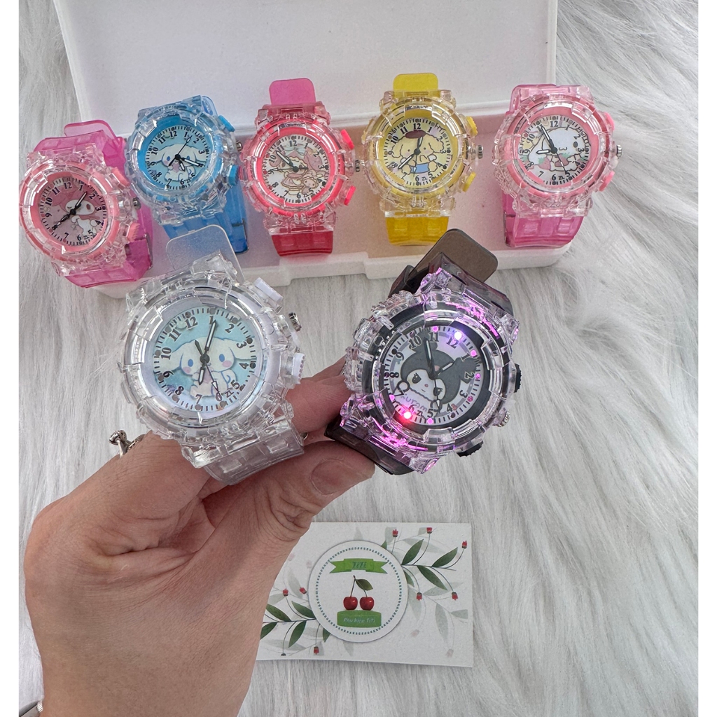 Hoạt Hình Đồng Hồ Đeo Tay Có Đèn led Hình Sanrio Kurome/ Siêu Nhân Nhiều Màu Sắc Cho Bé