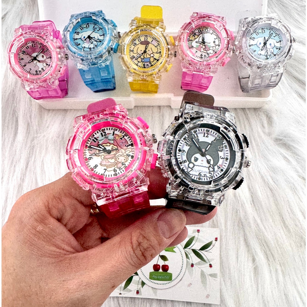 Hoạt Hình Đồng Hồ Đeo Tay Có Đèn led Hình Sanrio Kurome/ Siêu Nhân Nhiều Màu Sắc Cho Bé