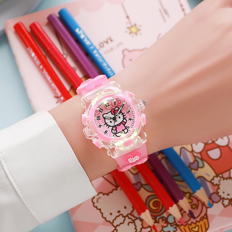 Đồng Hồ Phát Sáng LED Sanrio Kuromi Cinnamon Dây đeo 3D Dây đeo silicon Đồng hồ trẻ em