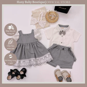 SVáy Ghi Phối Ren và Set Áo Quần Bé Trai (ẢNH ĐỘC QUYỀN CỦA SHOP) FOM ÔM
