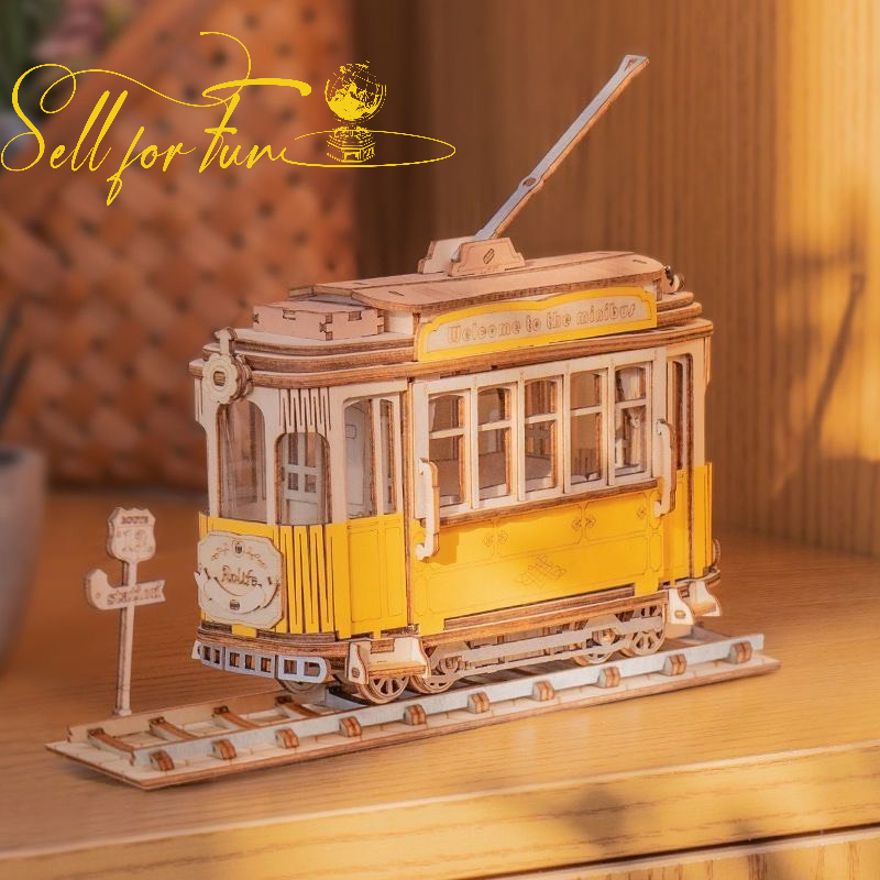 Đồ Chơi Lắp Ráp Mô Hình Gỗ 3D ROBOTIME Xe Bus Cắm Trại ROLIFE TRAMCAR TG505