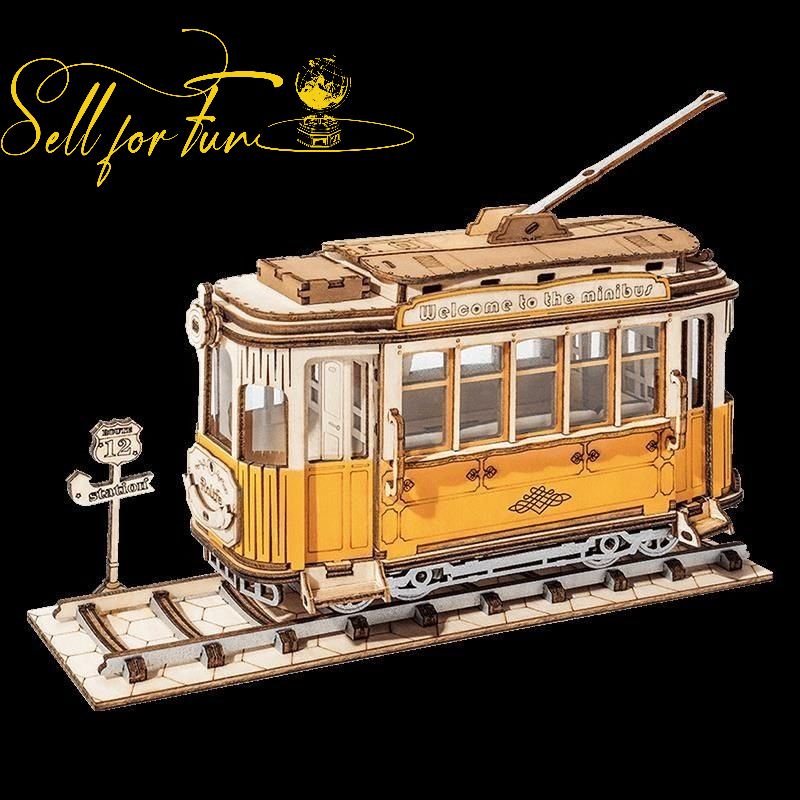 Đồ Chơi Lắp Ráp Mô Hình Gỗ 3D ROBOTIME Xe Bus Cắm Trại ROLIFE TRAMCAR TG505