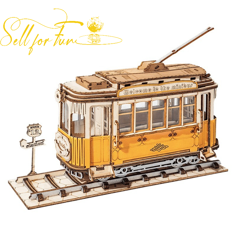 Đồ Chơi Lắp Ráp Mô Hình Gỗ 3D ROBOTIME Xe Bus Cắm Trại ROLIFE TRAMCAR TG505