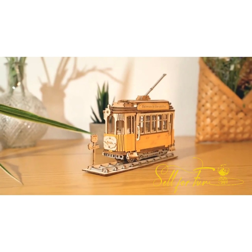 Đồ Chơi Lắp Ráp Mô Hình Gỗ 3D ROBOTIME Xe Bus Cắm Trại ROLIFE TRAMCAR TG505