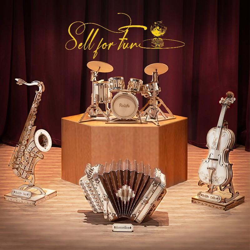 Đồ Chơi Lắp Ráp Mô Hình Gỗ 3D ROBOTIME Nhạc Cụ Music Instrument  TG309 TG409 TG410 TG411