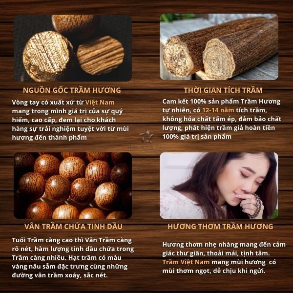 Vòng Tay Trầm Hương Tài Lộc, Chuỗi Tràng 108 Hạt Trầm Hương Size 6mm và 8mm Trầm Tốc Việt