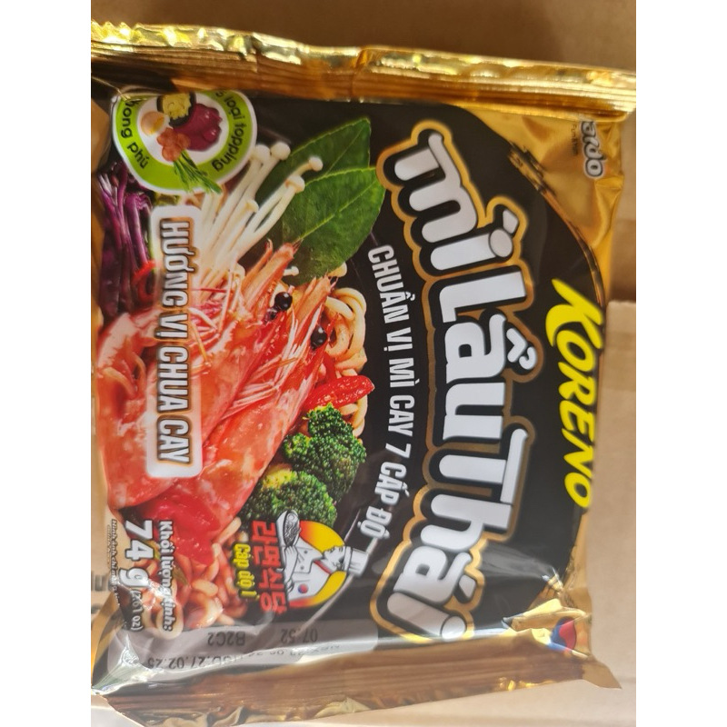 THÙNG 20 GÓI MÌ LẨU THÁI KORENO HƯƠNG VỊ CHUA CAY 74G/ Mì LẨU THÁI CHUẨN VỊ MÌ CAY 7 CẤP ĐỘ [ Date Mới ]