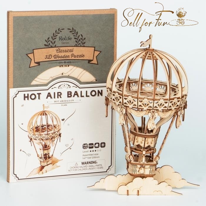 Đồ Chơi Lắp Ráp Mô Hình Gỗ 3D ROBOTIME Khinh Khí Cầu ROLIFE Hot Air Ballon TG406