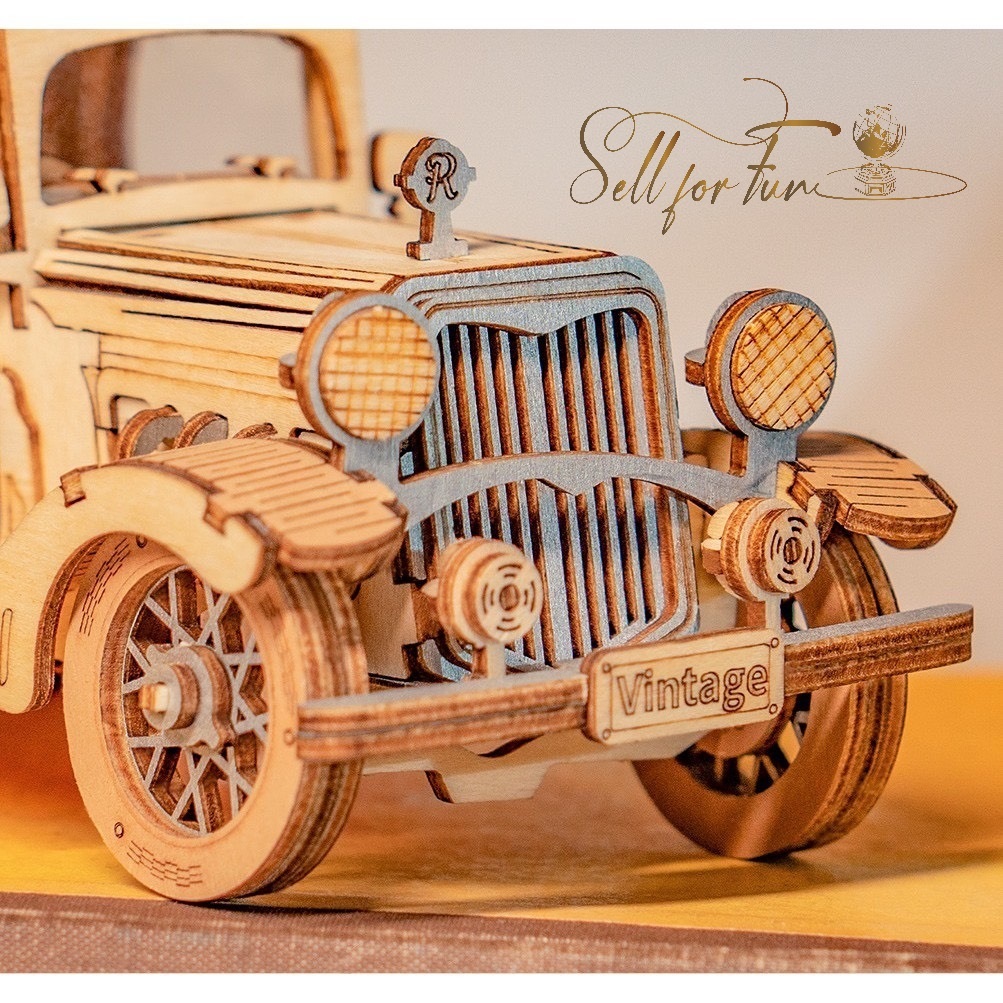 Đồ Chơi Lắp Ráp Mô Hình Gỗ 3D ROBOTIME Xe Hơi Cổ Điển ROLIFE Vintage Car TG504