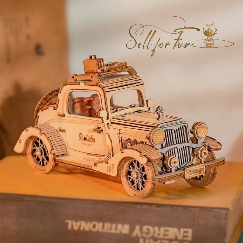 Đồ Chơi Lắp Ráp Mô Hình Gỗ 3D ROBOTIME Xe Hơi Cổ Điển ROLIFE Vintage Car TG504