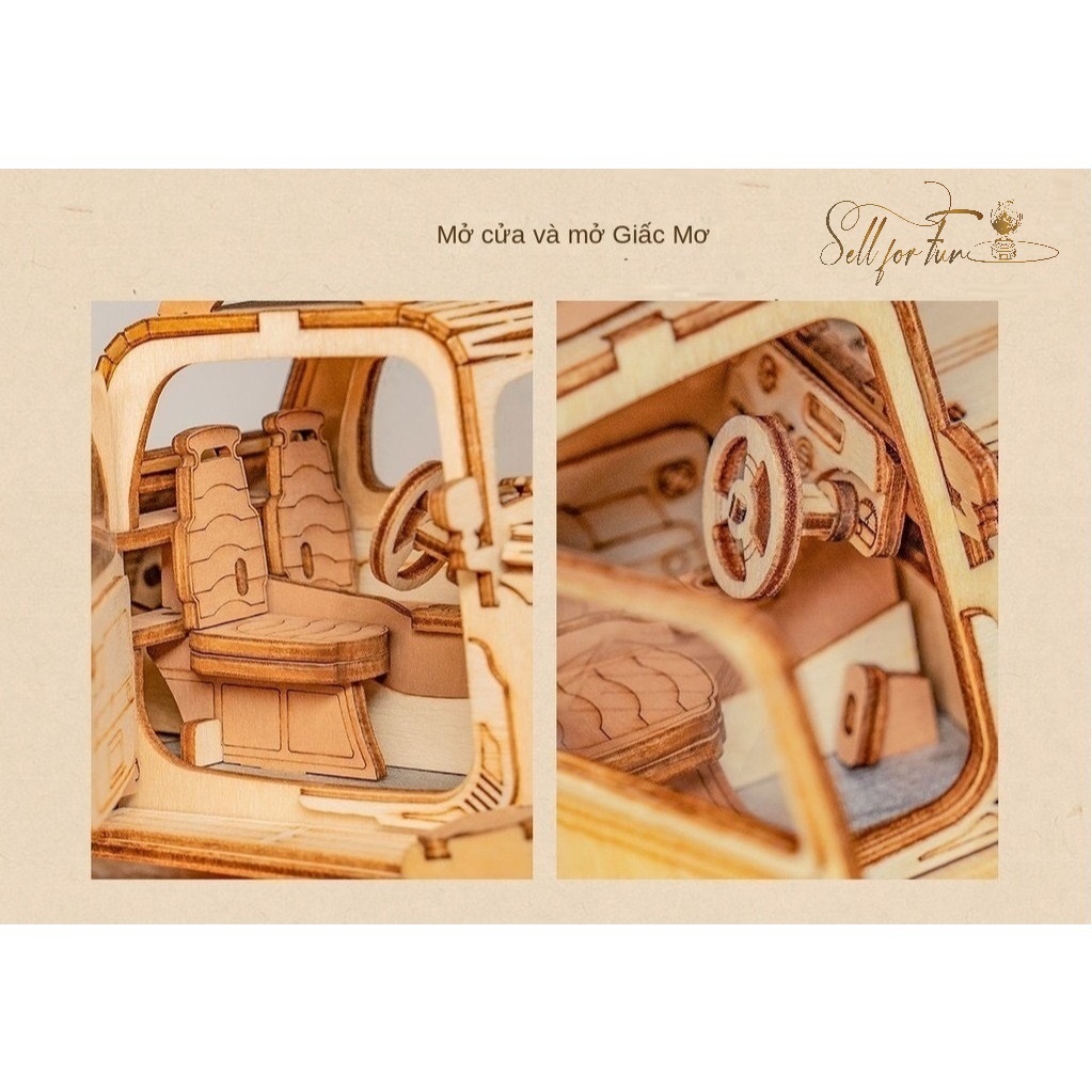 Đồ Chơi Lắp Ráp Mô Hình Gỗ 3D ROBOTIME Xe Hơi Cổ Điển ROLIFE Vintage Car TG504