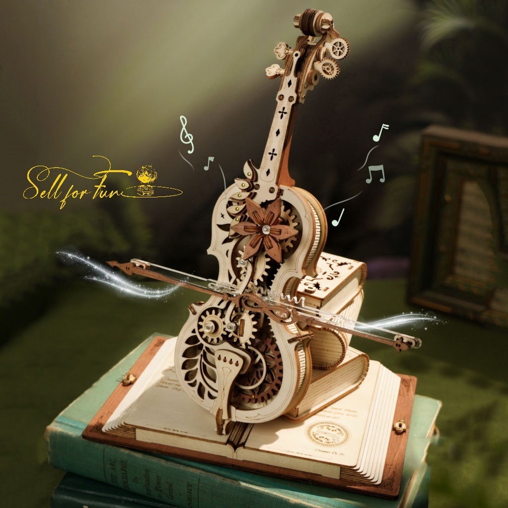 Đồ Chơi Lắp Ráp Mô Hình Gỗ 3D ROBOTIME ROKR Hộp Nhạc Gỗ Magic Cello AMK63 AMK63M