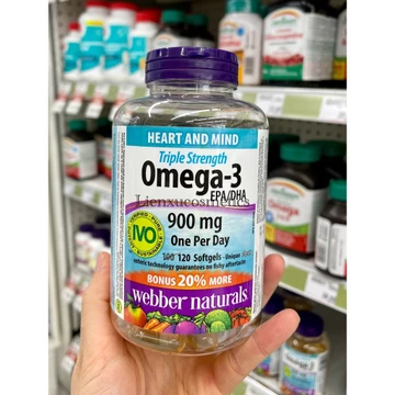 Dầu cá omega 3 Webber naturals triple strength omega 3 900mg, hộp 120 viên