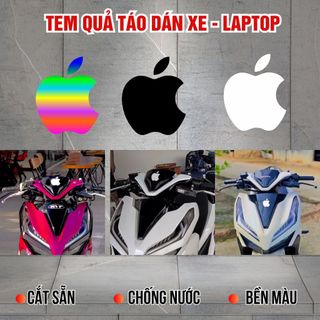 Logo Tem Quả Táo Dán Xe Trang Trí Xe Máy Xe Đạp Điện Laptop chất liệu TEM UV NỔI 3D chống nước không bay màu