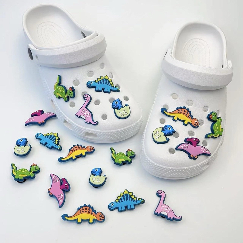 Sticker KHỦNG LONG gắn dép sục, phụ kiện, jibbits, charm gắn dép cross ...