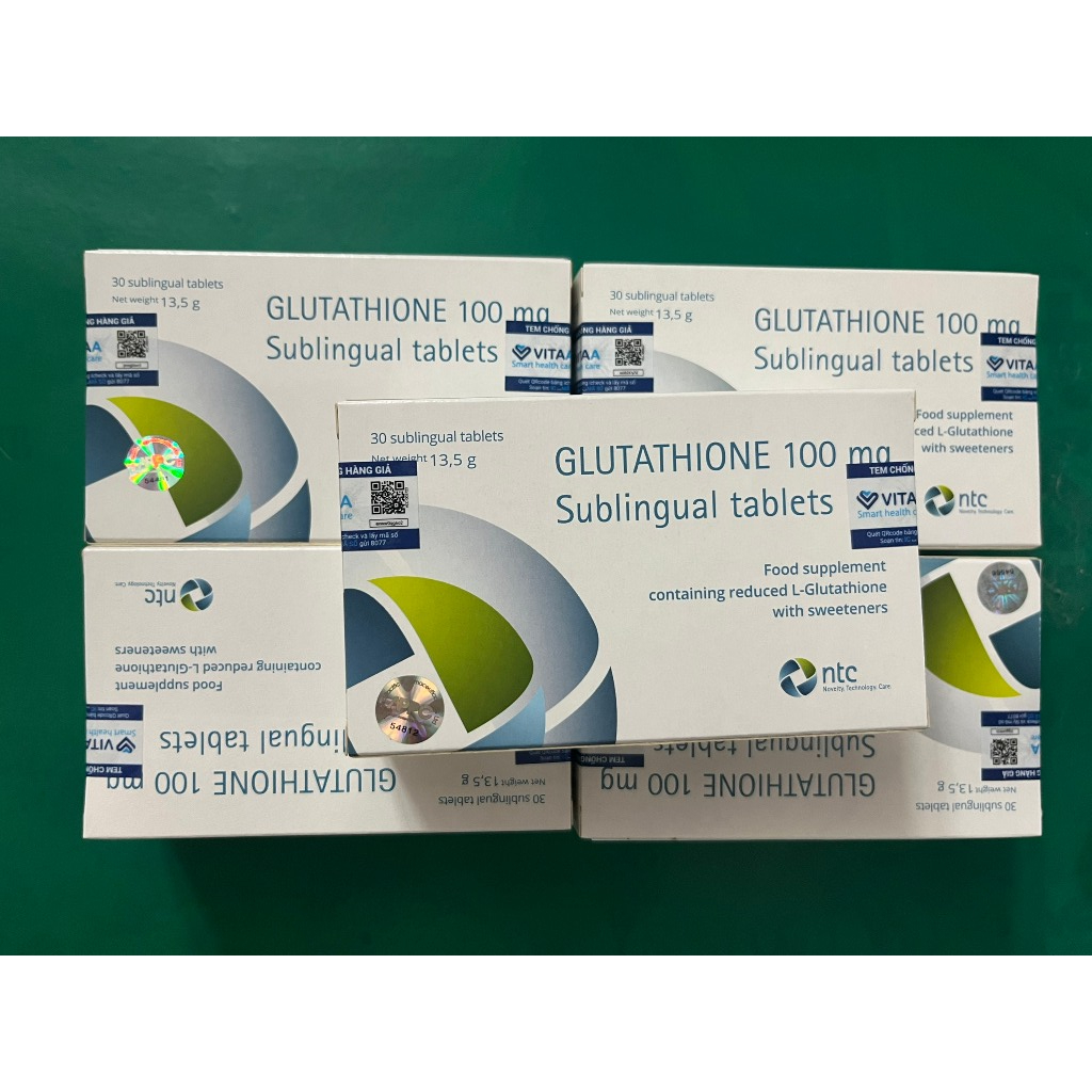 glutathione ngậm dưới lưỡi COMBO 3-5 HỘP) Viên Ngậm Trắng Da Dưới Lưỡi Glutathione 100mg Nhập Khẩu  Italy (Hộp 30 viên)