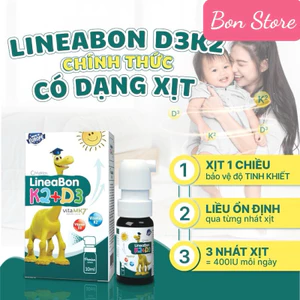 Lineabon Dạng Xịt Màu Xanh Bổ Sung Vitamin D3, K2 Giúp Hấp Thụ Canxi, Giảm Nguy Cơ Loãng Xương