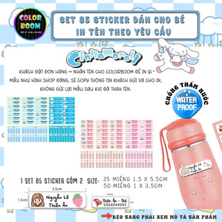 [ MẪU CINNAMOROLL] Set 85 Sticker Dán Đồ Dùng Cho Bé In theo yêu cầu - PVC chống thấm -Colorboomshop
