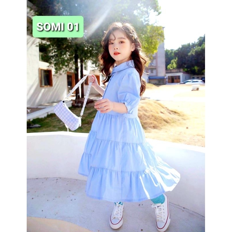 Váy Đầm Cao Cấp Cho Bé Gái Babydoll Sơ Mi Thô Lụa Mềm Thấm Hút Tốt Dáng A Xòe